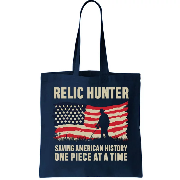 Relic Hunter Metal Detector Treasure Hunting US Flag Tote Bag