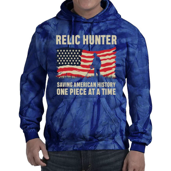 Relic Hunter Metal Detector Treasure Hunting US Flag Tie Dye Hoodie