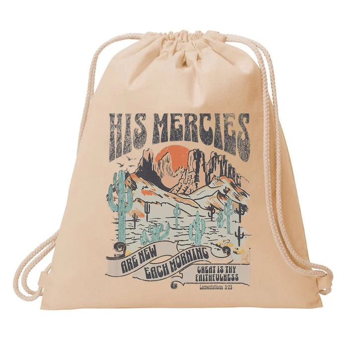 Retro His Mercies Are New Every Morning Bible Christian Drawstring Bag