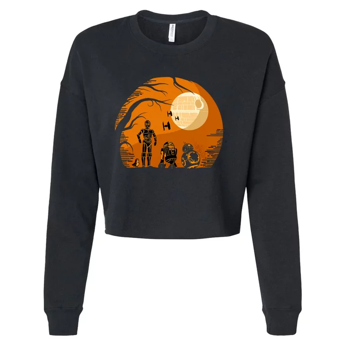 Robot Halloween Night Halloween Costum Scary Horror Cropped Pullover Crew