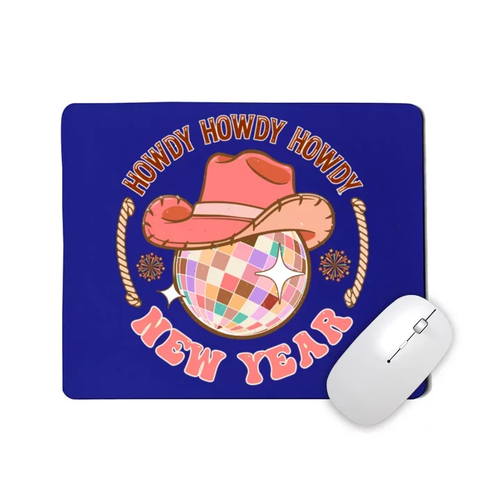 Retro Howdy New Year Disco Ball Cow Groovy Gift Mousepad