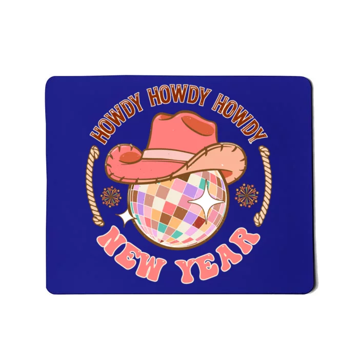 Retro Howdy New Year Disco Ball Cow Groovy Gift Mousepad