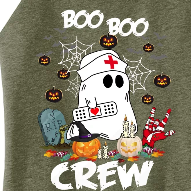 Retro Halloween Nursing RN Boo Boo Crew Ghost Nurse Women’s Perfect Tri Rocker Tank