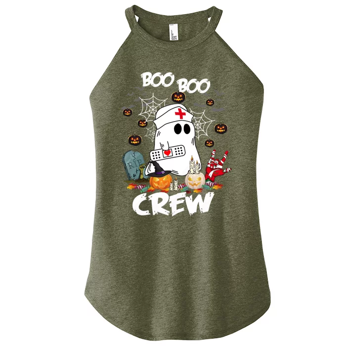 Retro Halloween Nursing RN Boo Boo Crew Ghost Nurse Women’s Perfect Tri Rocker Tank