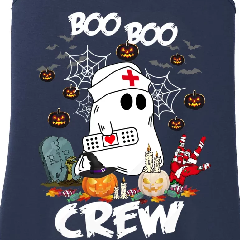 Retro Halloween Nursing RN Boo Boo Crew Ghost Nurse Ladies Essential Tank