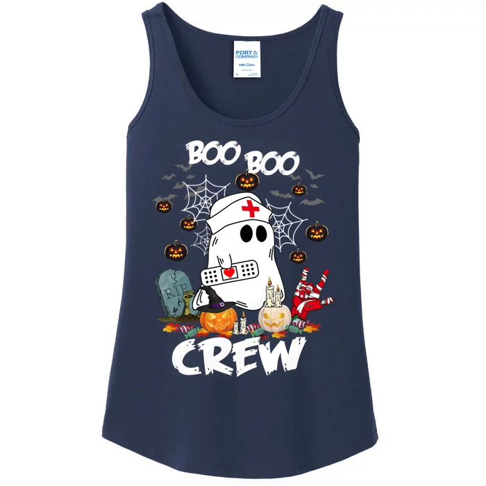 Retro Halloween Nursing RN Boo Boo Crew Ghost Nurse Ladies Essential Tank