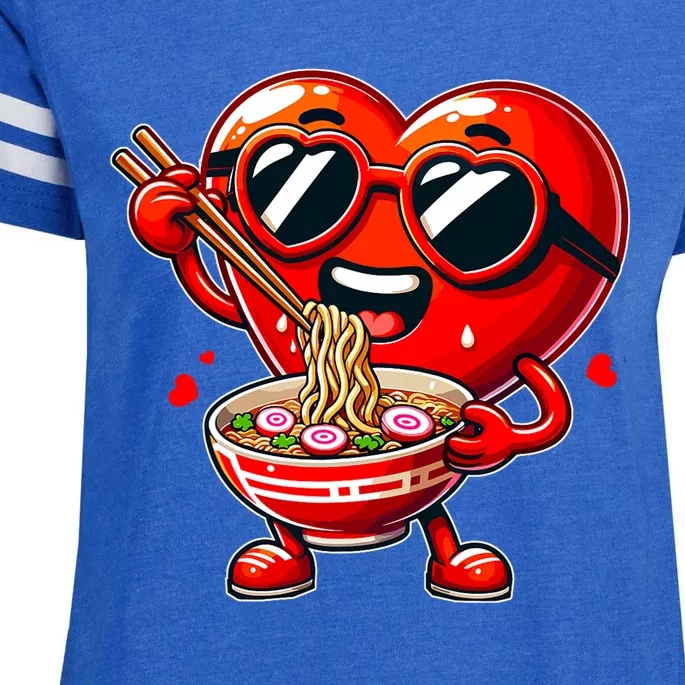 Ramen Heart Noodles Cute ValentineS Day Enza Ladies Jersey Football T-Shirt