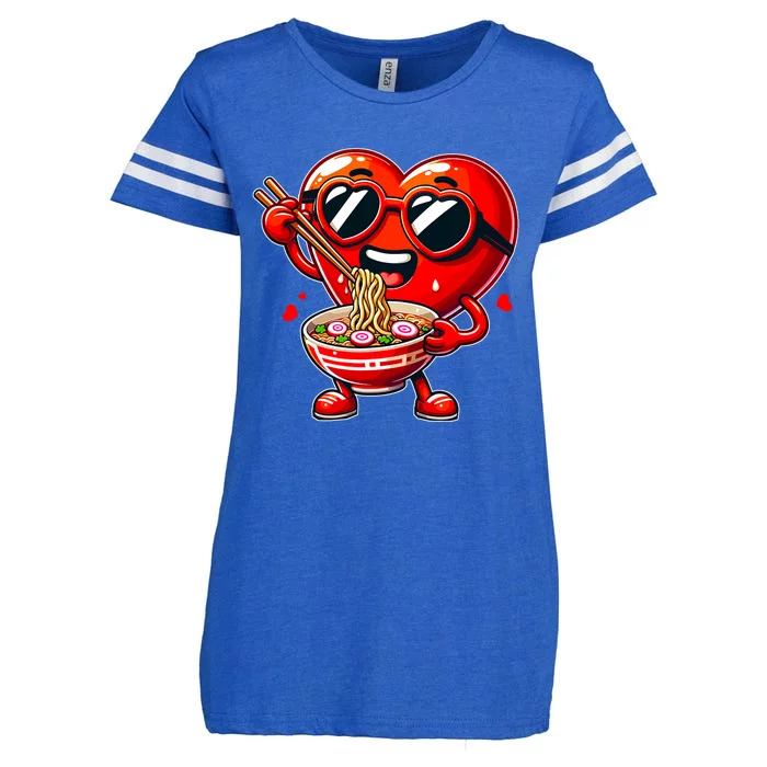 Ramen Heart Noodles Cute ValentineS Day Enza Ladies Jersey Football T-Shirt