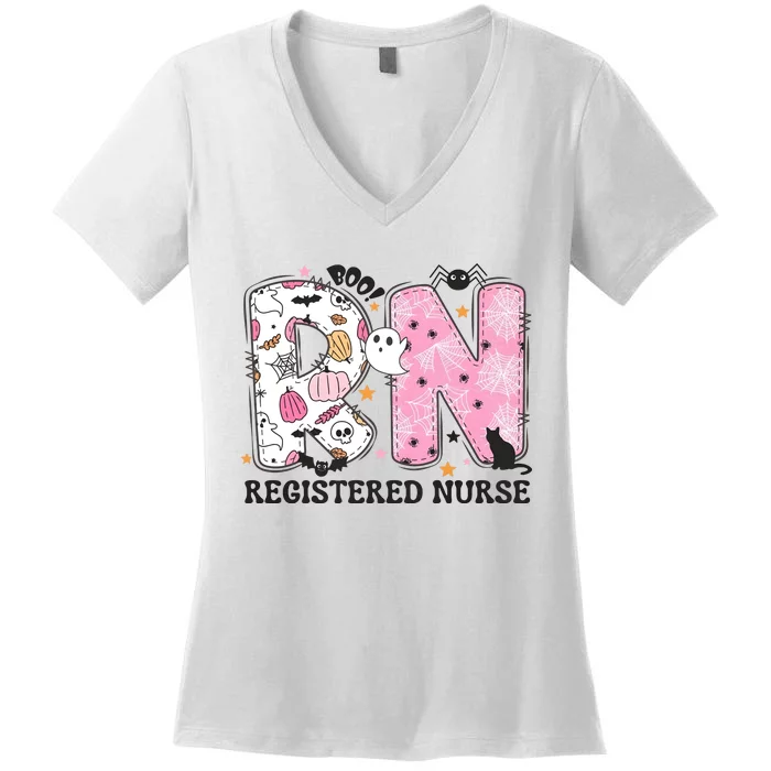 Rn Halloween Nurse Health Care Halloween Ghoul Women's V-Neck T-Shirt