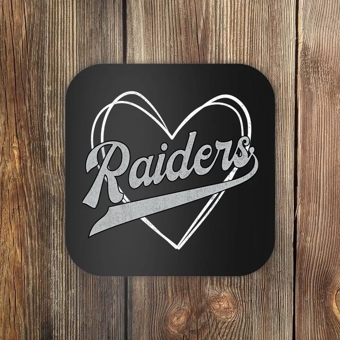 Raiders Heart Name Vintage Retro Gift Boy Girl Coaster