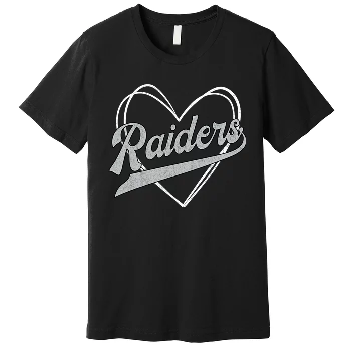 Raiders Heart Name Vintage Retro Gift Boy Girl Premium T-Shirt