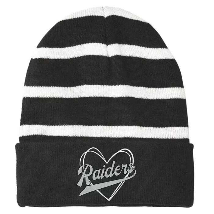 Raiders Heart Name Vintage Retro Gift Boy Girl Striped Beanie with Solid Band