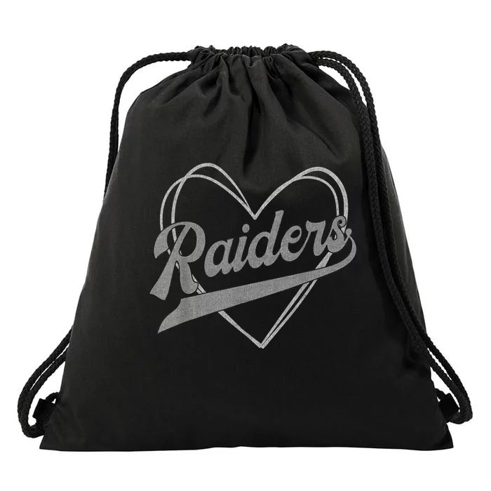 Raiders Heart Name Vintage Retro Gift Drawstring Bag