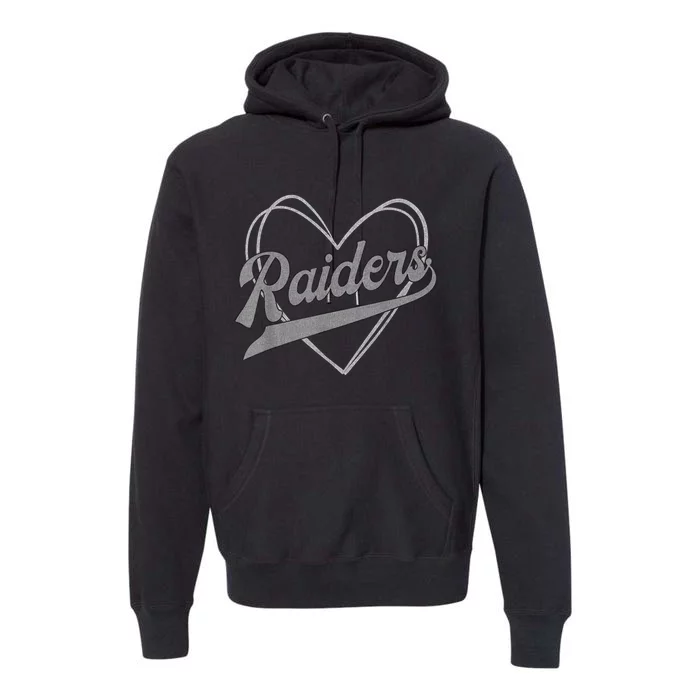 Raiders Heart Name Vintage Retro Gift Premium Hoodie