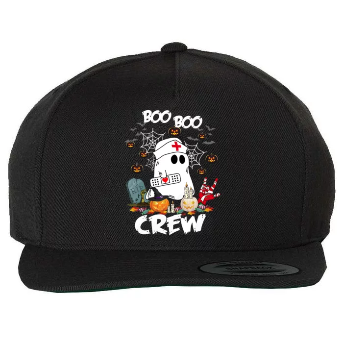 Retro Halloween Nursing RN Boo Boo Crew Ghost Nurse Wool Snapback Cap