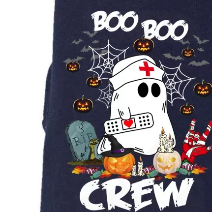 Retro Halloween Nursing RN Boo Boo Crew Ghost Nurse Doggie 3-End Fleece Hoodie