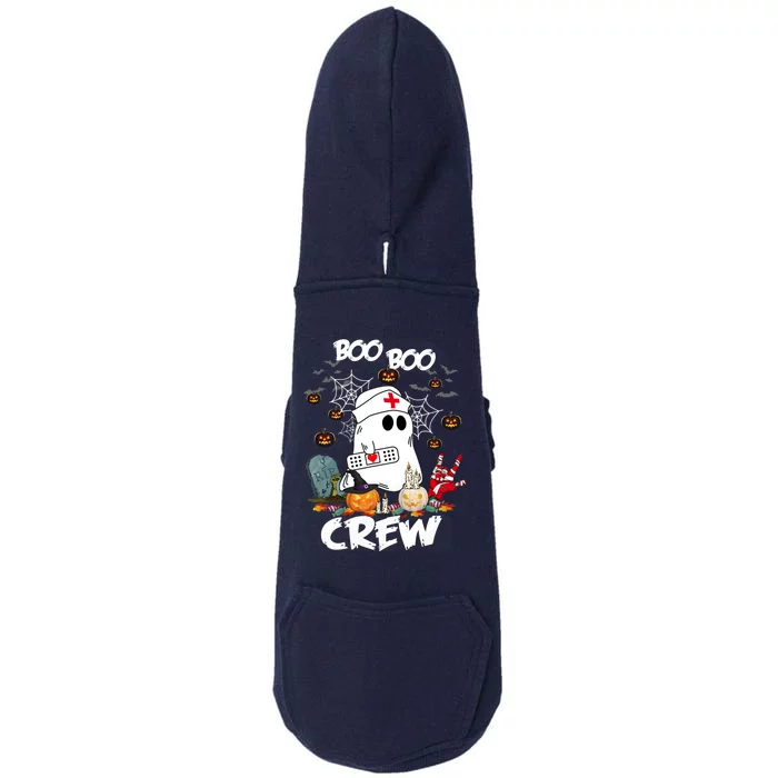 Retro Halloween Nursing RN Boo Boo Crew Ghost Nurse Doggie 3-End Fleece Hoodie