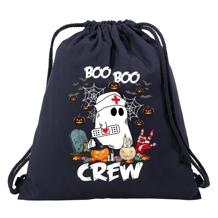 Retro Halloween Nursing RN Boo Boo Crew Ghost Nurse Drawstring Bag