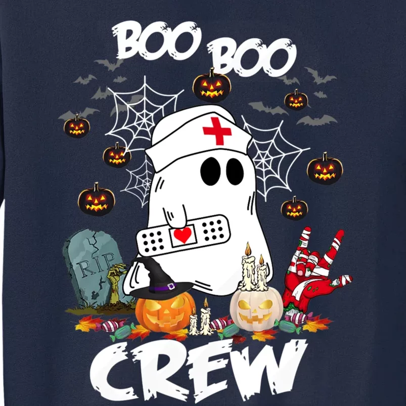 Retro Halloween Nursing RN Boo Boo Crew Ghost Nurse Tall Sweatshirt