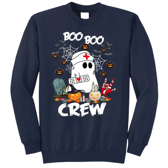 Retro Halloween Nursing RN Boo Boo Crew Ghost Nurse Tall Sweatshirt