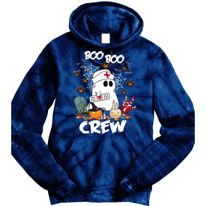 Retro Halloween Nursing RN Boo Boo Crew Ghost Nurse Tie Dye Hoodie