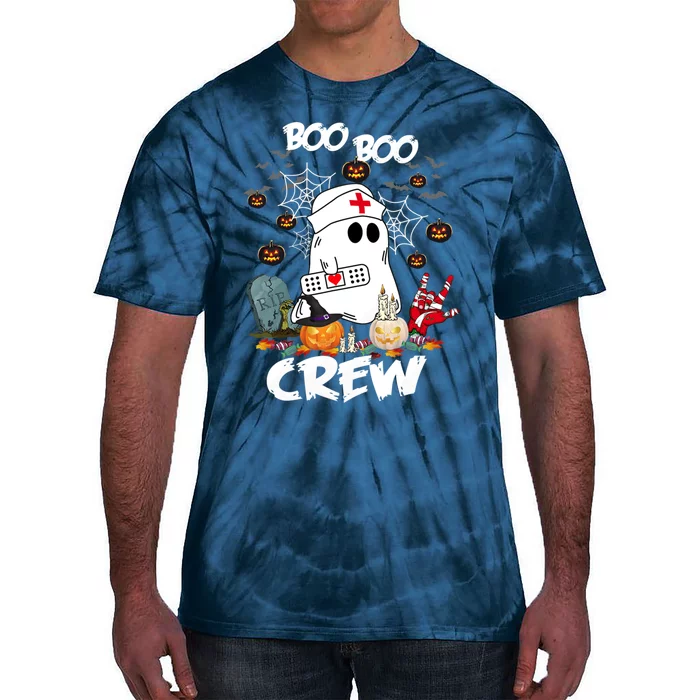 Retro Halloween Nursing RN Boo Boo Crew Ghost Nurse Tie-Dye T-Shirt