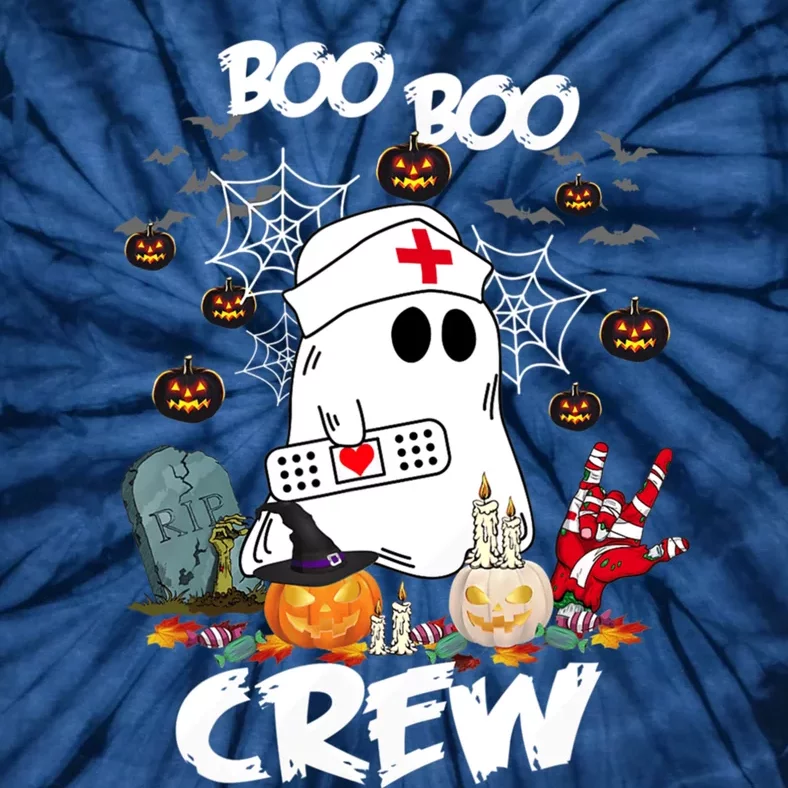 Retro Halloween Nursing RN Boo Boo Crew Ghost Nurse Tie-Dye T-Shirt