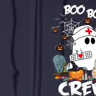 Retro Halloween Nursing RN Boo Boo Crew Ghost Nurse Full Zip Hoodie