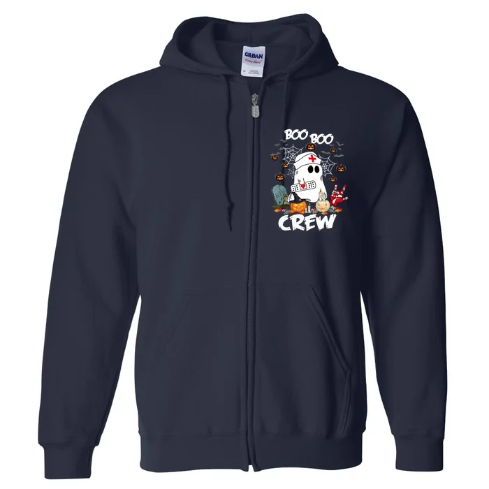 Retro Halloween Nursing RN Boo Boo Crew Ghost Nurse Full Zip Hoodie