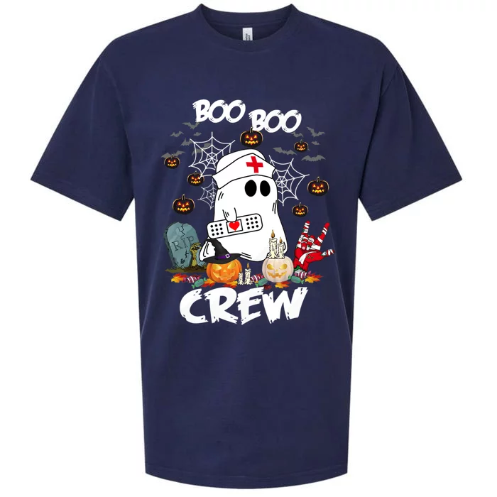 Retro Halloween Nursing RN Boo Boo Crew Ghost Nurse Sueded Cloud Jersey T-Shirt