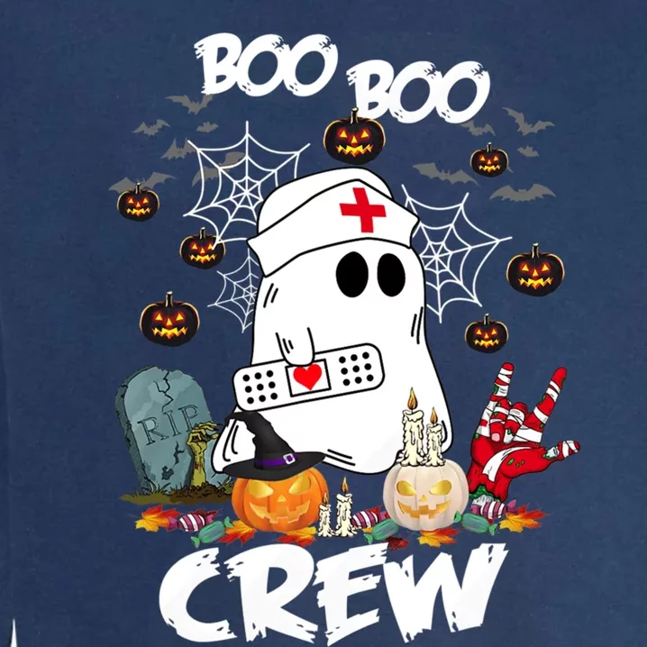 Retro Halloween Nursing RN Boo Boo Crew Ghost Nurse Garment-Dyed Sweatshirt