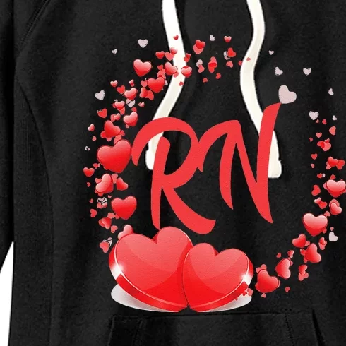 RN Heart Nurses Valentines Day Gift For Her Women Women's Fleece Hoodie