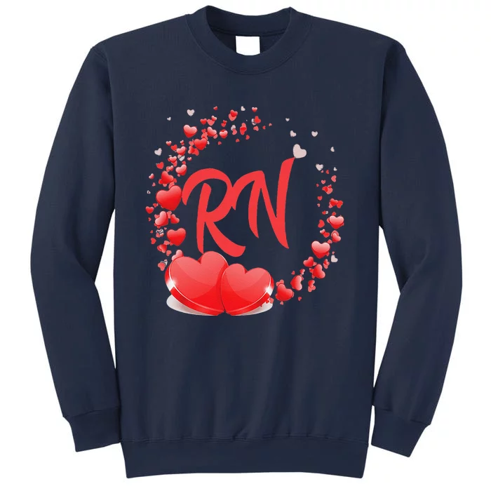 RN Heart Nurses Valentines Day Gift For Her Women Sweatshirt