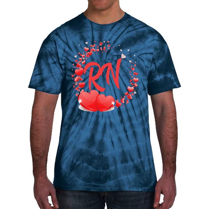 RN Heart Nurses Valentines Day Gift For Her Women Tie-Dye T-Shirt