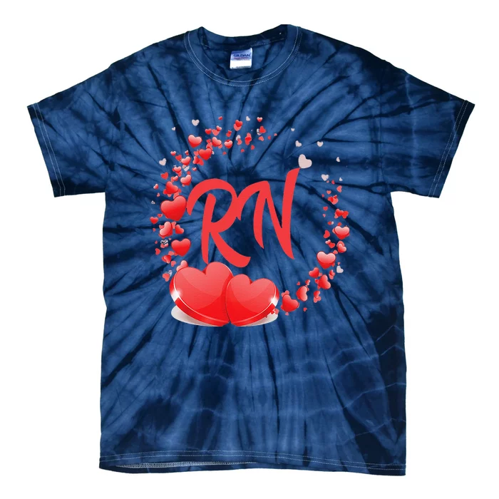 RN Heart Nurses Valentines Day Gift For Her Women Tie-Dye T-Shirt