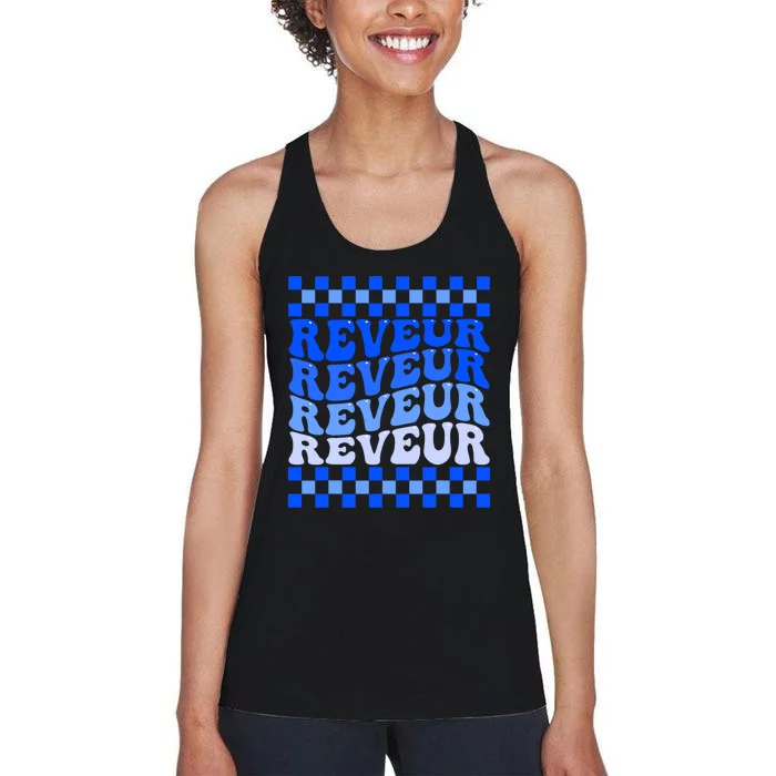 Reveur House Of Dreamers Blue Retro Groovy Social Reveur Women's Racerback Tank