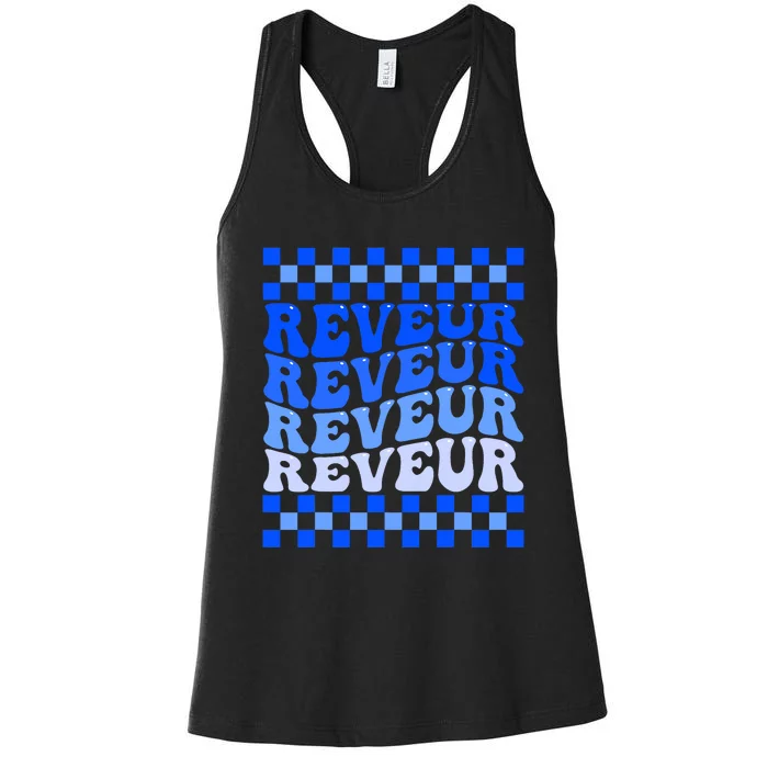 Reveur House Of Dreamers Blue Retro Groovy Social Reveur Women's Racerback Tank