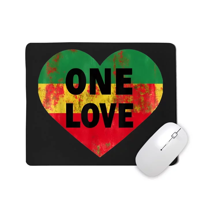 Reggae Heart One Love Rasta Reggae Music Rastafarian Jamaica Mousepad