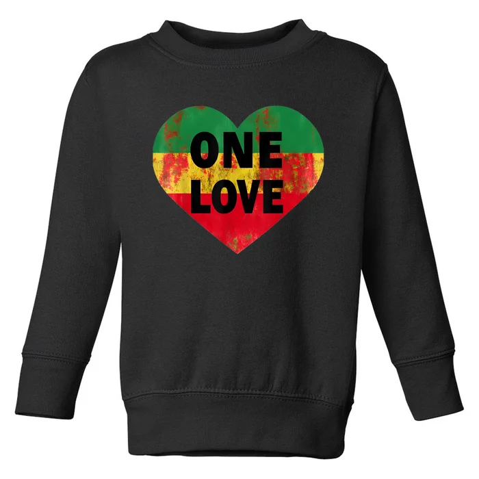 Reggae Heart One Love Rasta Reggae Music Rastafarian Jamaica Toddler Sweatshirt