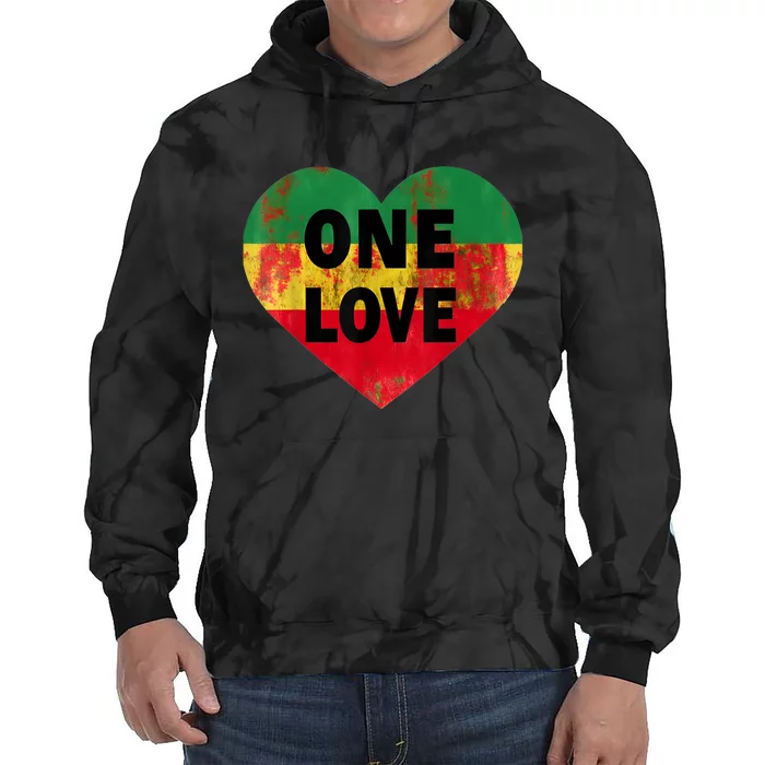 Reggae Heart One Love Rasta Reggae Music Rastafarian Jamaica Tie Dye Hoodie