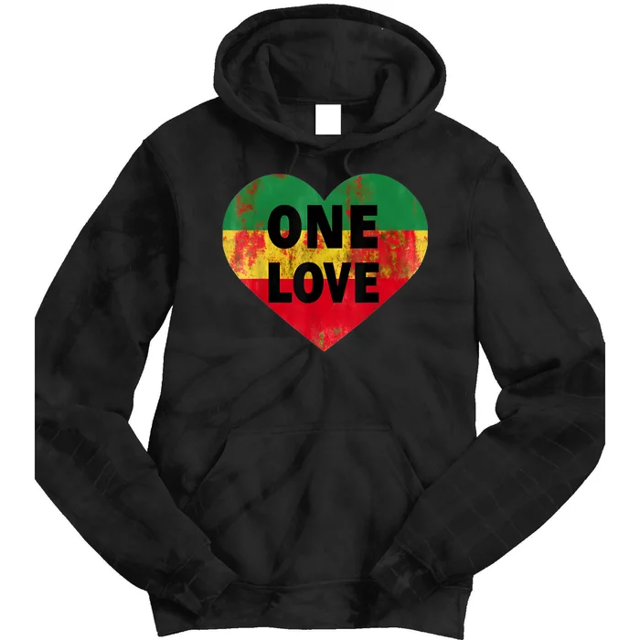 Reggae Heart One Love Rasta Reggae Music Rastafarian Jamaica Tie Dye Hoodie