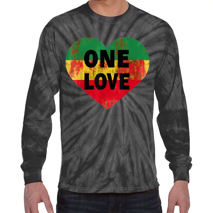 Reggae Heart One Love Rasta Reggae Music Rastafarian Jamaica Tie-Dye Long Sleeve Shirt