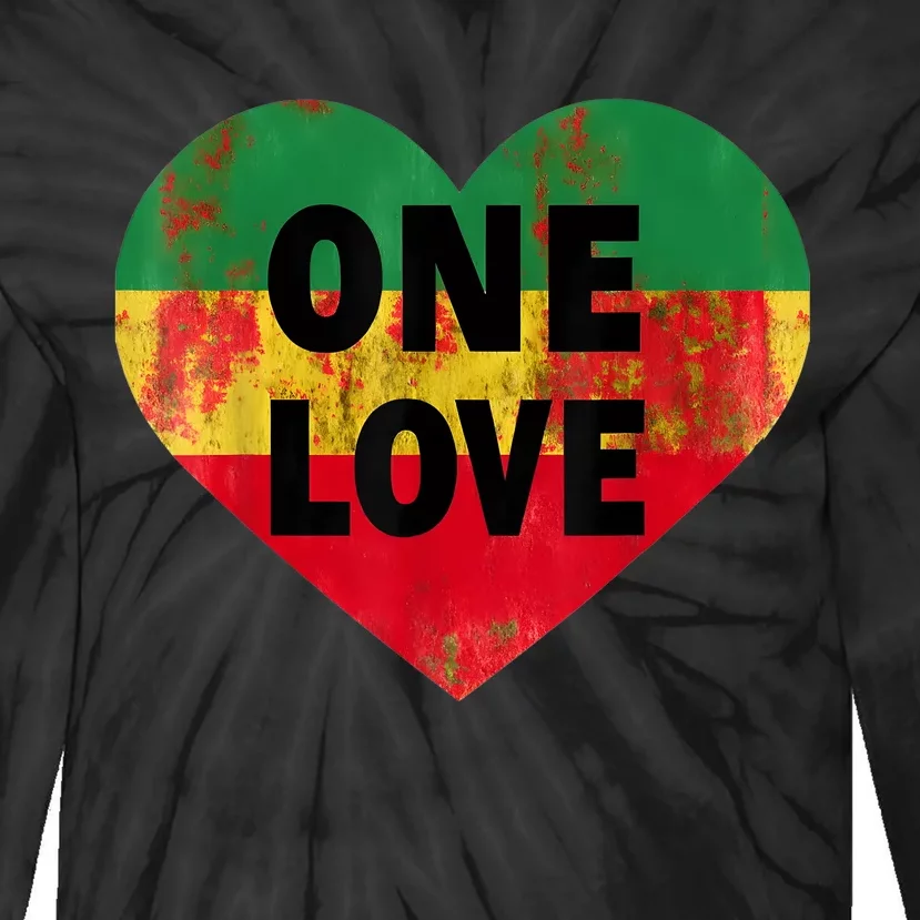 Reggae Heart One Love Rasta Reggae Music Rastafarian Jamaica Tie-Dye Long Sleeve Shirt