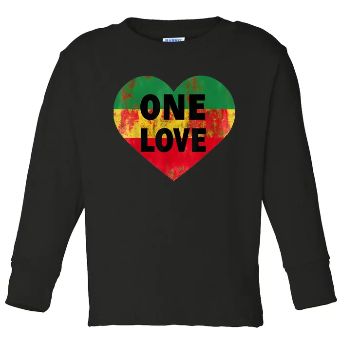 Reggae Heart One Love Rasta Reggae Music Rastafarian Jamaica Toddler Long Sleeve Shirt