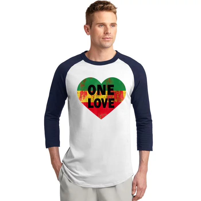 Reggae Heart One Love Rasta Reggae Music Rastafarian Jamaica Baseball Sleeve Shirt