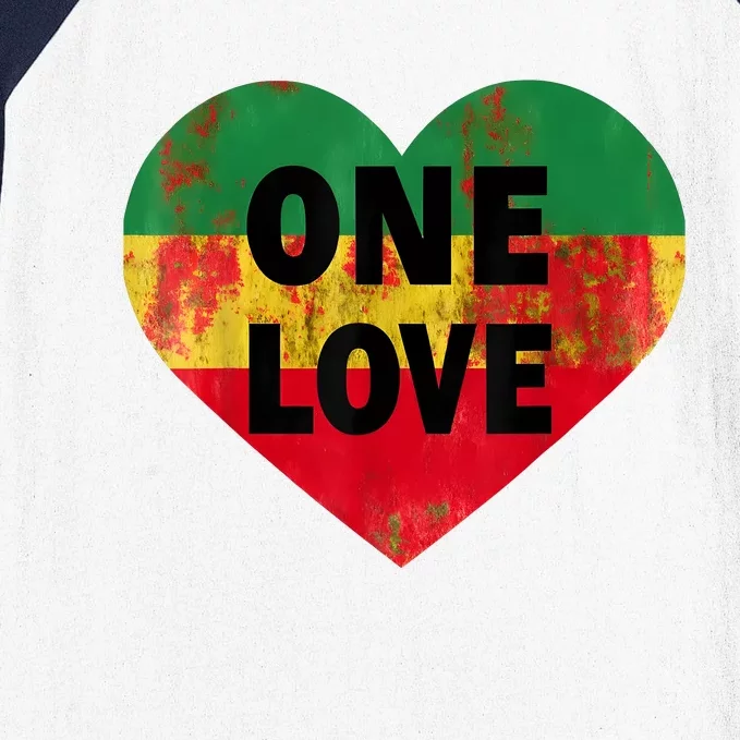 Reggae Heart One Love Rasta Reggae Music Rastafarian Jamaica Baseball Sleeve Shirt