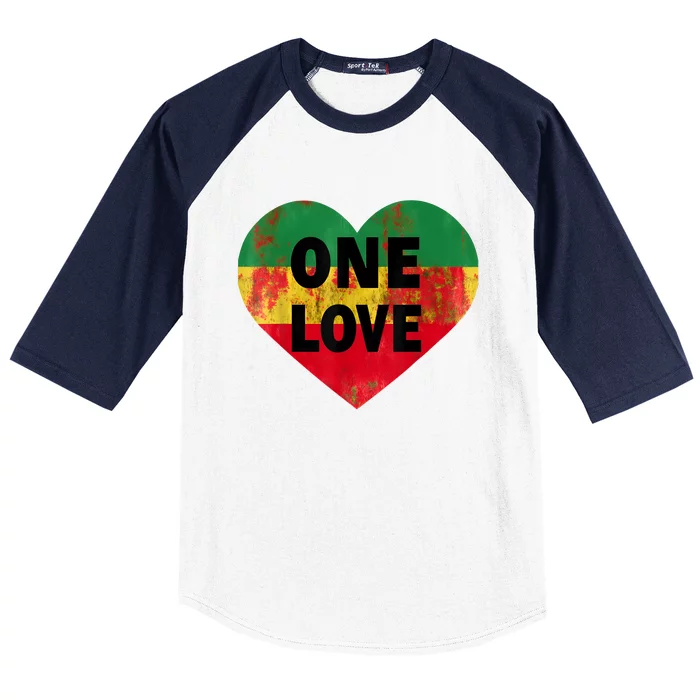 Reggae Heart One Love Rasta Reggae Music Rastafarian Jamaica Baseball Sleeve Shirt