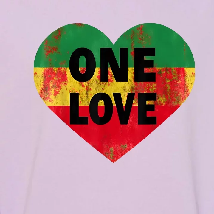 Reggae Heart One Love Rasta Reggae Music Rastafarian Jamaica Garment-Dyed Sweatshirt