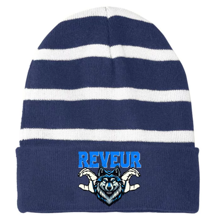 Reveur House Of Dreamers  Rca Dreamers School Spirit Wolf Striped Beanie with Solid Band