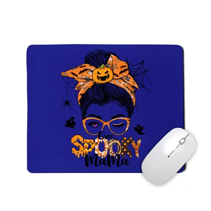 Retro Halloween One Spooky Mama Messy Bun Bandana Pumpkin Gift Mousepad